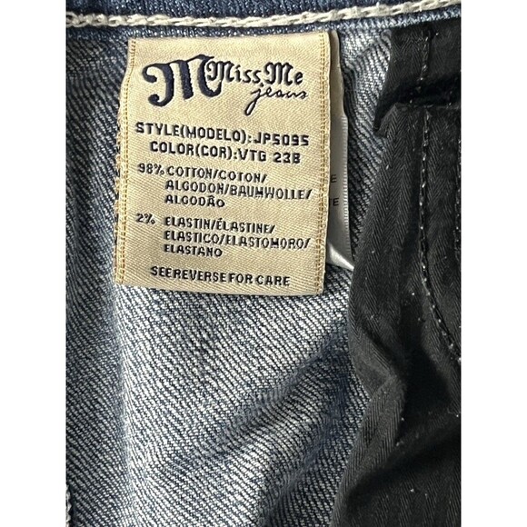 Miss Me Jeans Y2K Boot Cut Distress Ripped Rhinestone Cross Rose 29 Western Glam - Picture 7 of 7
